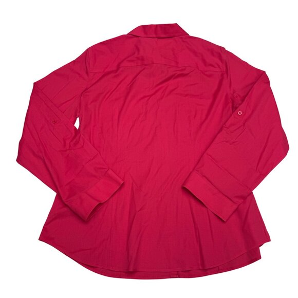 NEW Chico's $79 No-Iron Red Button-Up Shirt Women's Roll Up Sleeves, Sz 2 /US L - Picture 2 of 8
